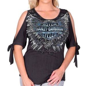 Harley-Davidson Gray 3/4 Sleeve Graphic Tee